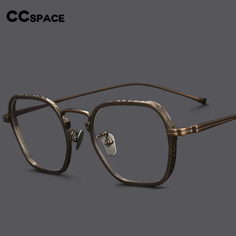 CCspace Unisex Full Rim Irregular Square Titanium Eyeglasses 54974
