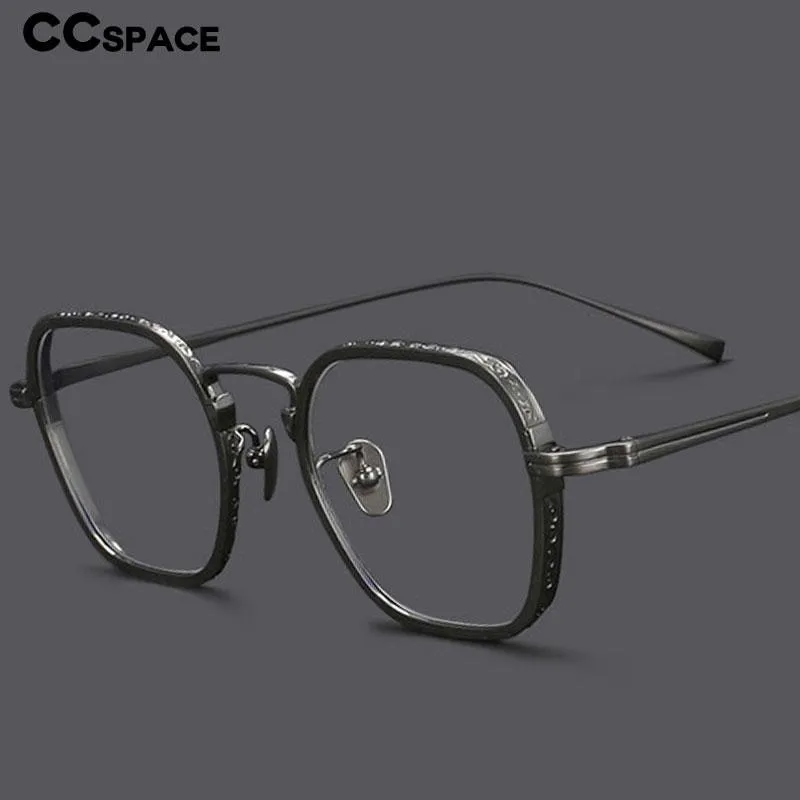 CCspace Unisex Full Rim Irregular Square Titanium Eyeglasses 54974