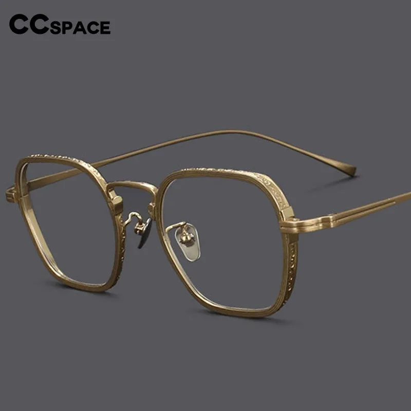 CCspace Unisex Full Rim Irregular Square Titanium Eyeglasses 54974