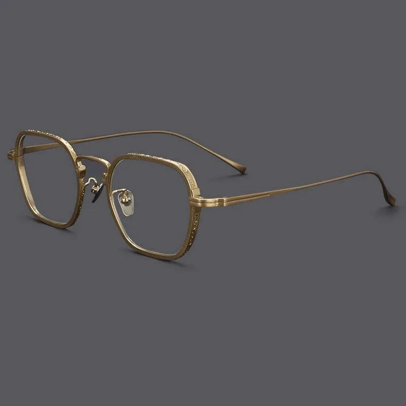 CCspace Unisex Full Rim Irregular Square Titanium Eyeglasses 54974
