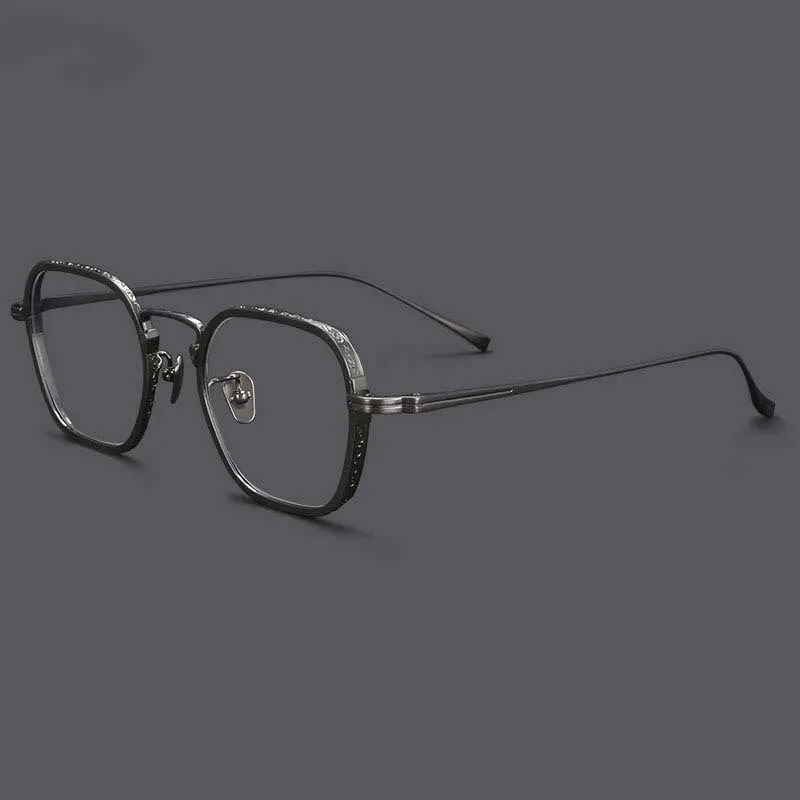 CCspace Unisex Full Rim Irregular Square Titanium Eyeglasses 54974