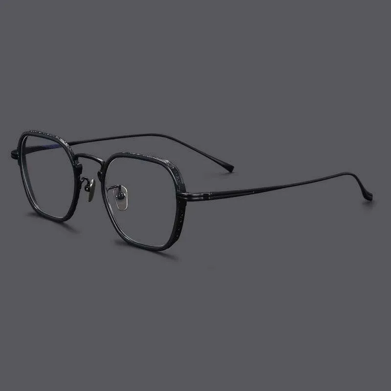 CCspace Unisex Full Rim Irregular Square Titanium Eyeglasses 54974