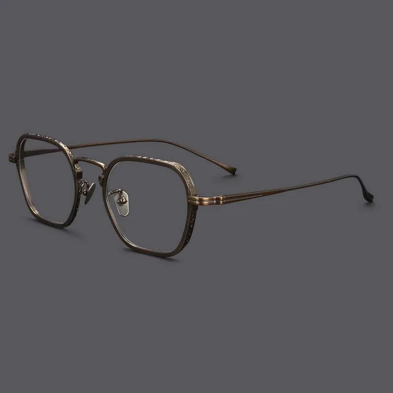 CCspace Unisex Full Rim Irregular Square Titanium Eyeglasses 54974