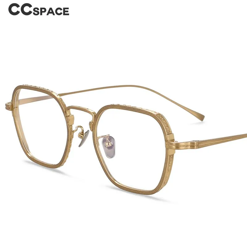 CCspace Unisex Full Rim Irregular Square Titanium Eyeglasses 54974
