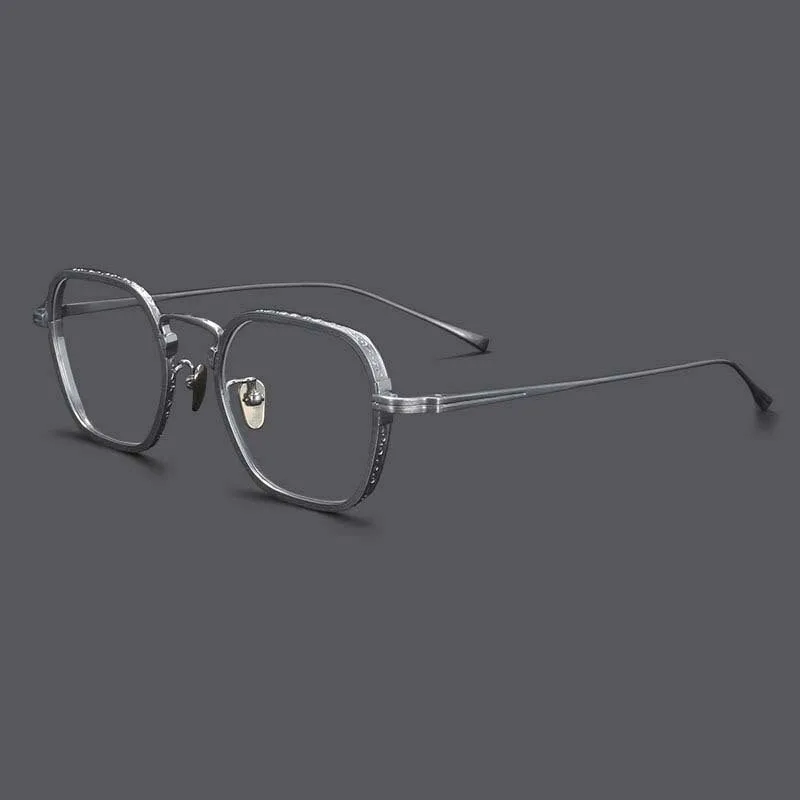 CCspace Unisex Full Rim Irregular Square Titanium Eyeglasses 54974