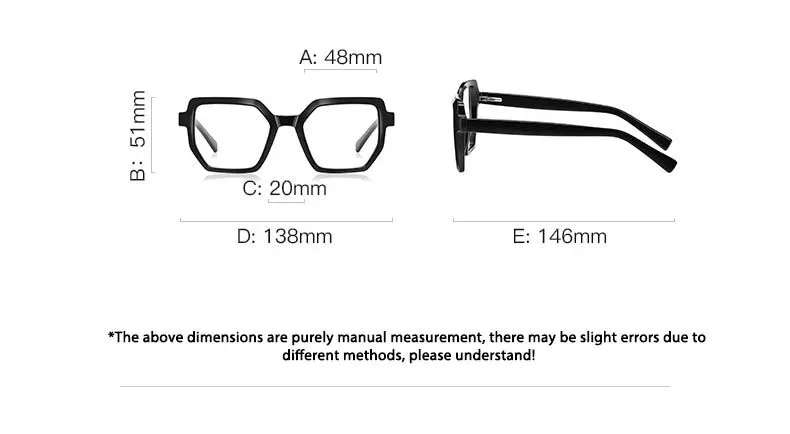 CCspace Unisex Full Rim Irregular Square Tr 90 Titanium Eyeglasses 54714