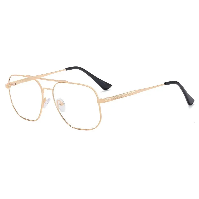 CCspace Unisex Full Rim Large Square Double Bridge Alloy Eyeglasses 57238