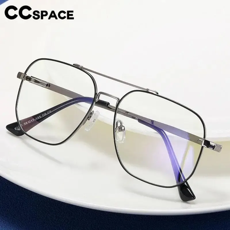 CCspace Unisex Full Rim Large Square Double Bridge Alloy Eyeglasses 57238