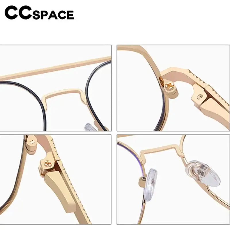 CCspace Unisex Full Rim Large Square Double Bridge Alloy Eyeglasses 57238