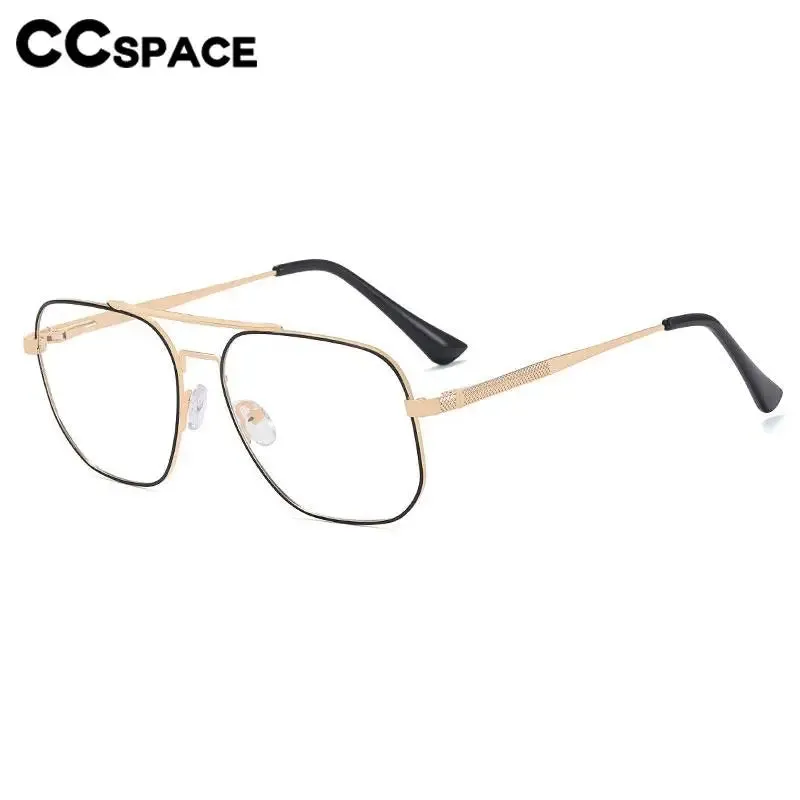 CCspace Unisex Full Rim Large Square Double Bridge Alloy Eyeglasses 57238