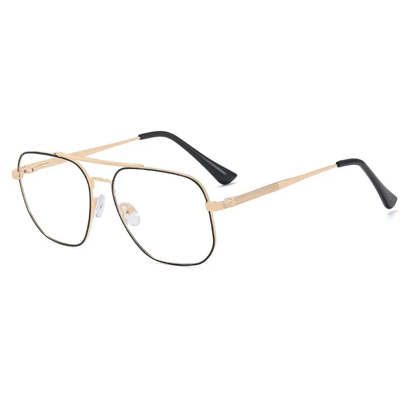 CCspace Unisex Full Rim Large Square Double Bridge Alloy Eyeglasses 57238