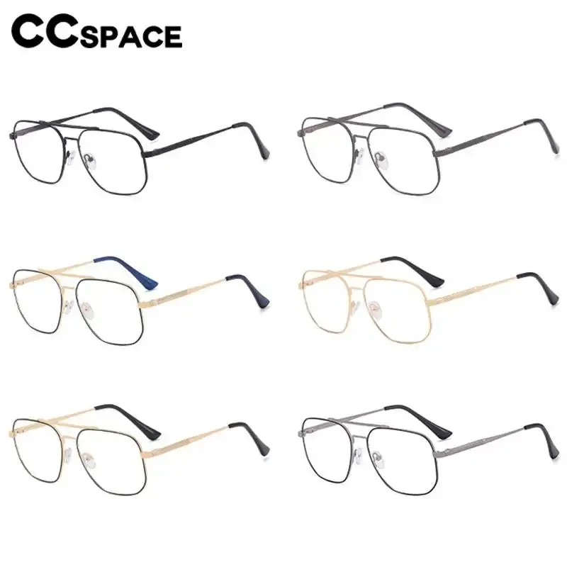 CCspace Unisex Full Rim Large Square Double Bridge Alloy Eyeglasses 57238