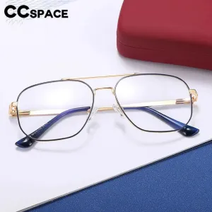 CCspace Unisex Full Rim Large Square Double Bridge Alloy Eyeglasses 57238