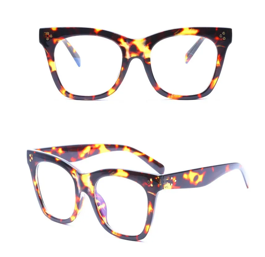 CCspace Unisex Full Rim Oversized Cat Eye Resin Alloy Frame Eyeglasses 49742