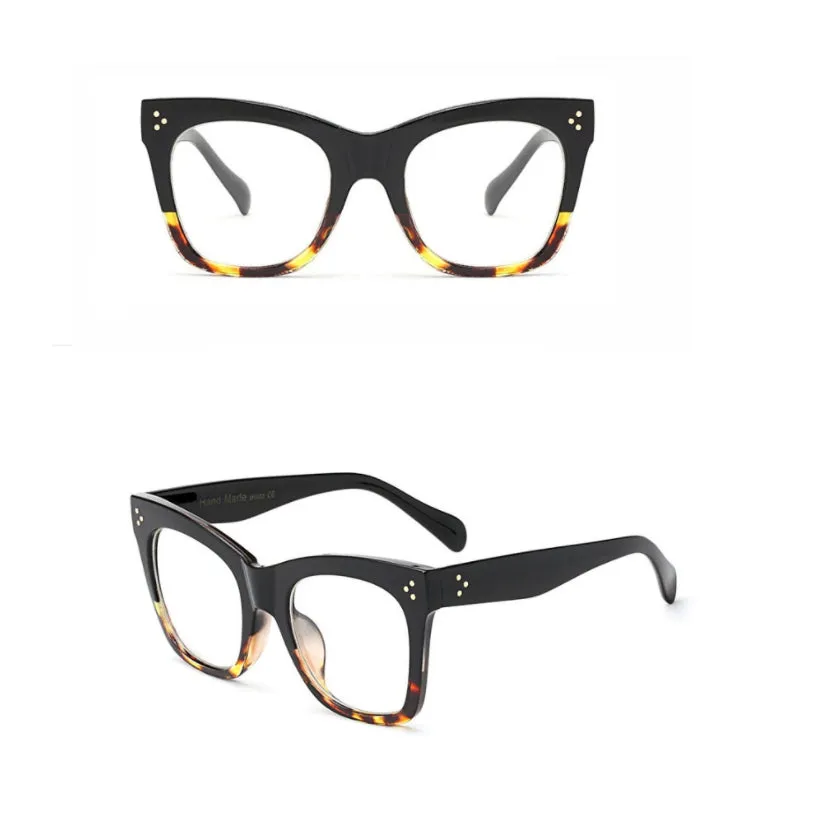 CCspace Unisex Full Rim Oversized Cat Eye Resin Alloy Frame Eyeglasses 49742