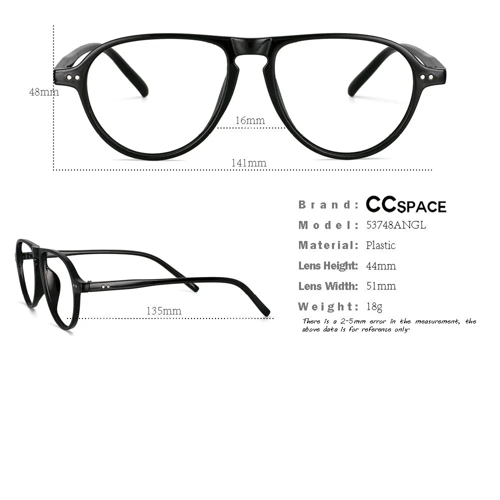 CCspace Unisex Full Rim Oversized Round Resin Frame Eyeglasses 53748