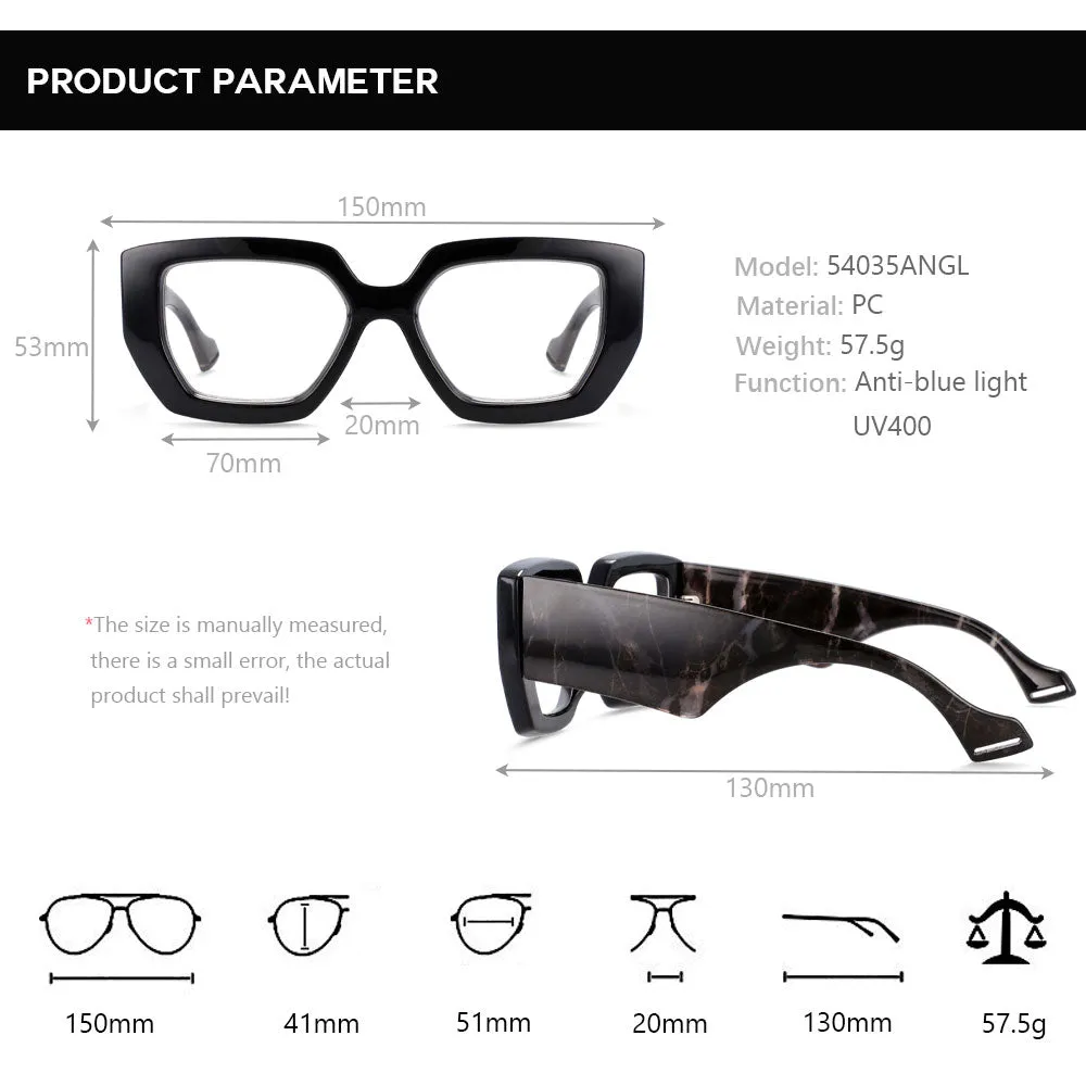 CCspace Unisex Full Rim Oversized Square Acetate Frame Eyeglasses 54035