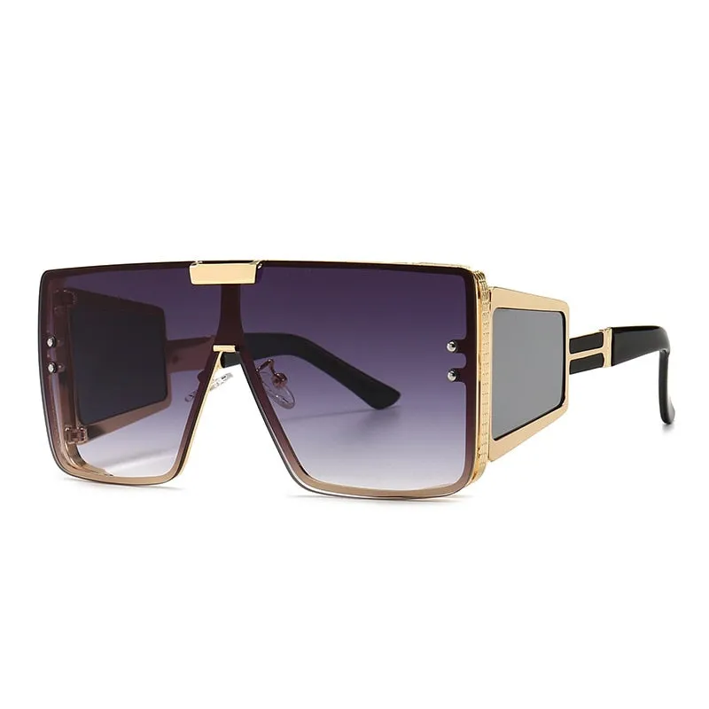 CCspace Unisex Full Rim Oversized Square One Lens Alloy Frame Sunglasses 46588