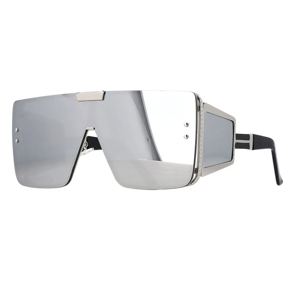 CCspace Unisex Full Rim Oversized Square One Lens Alloy Frame Sunglasses 46588
