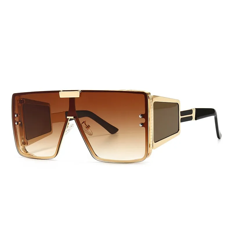 CCspace Unisex Full Rim Oversized Square One Lens Alloy Frame Sunglasses 46588