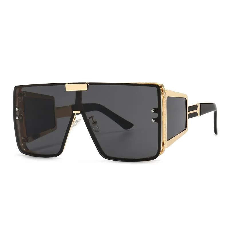 CCspace Unisex Full Rim Oversized Square One Lens Alloy Frame Sunglasses 46588