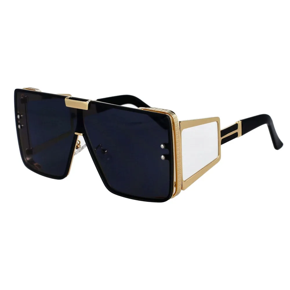CCspace Unisex Full Rim Oversized Square One Lens Alloy Frame Sunglasses 46588