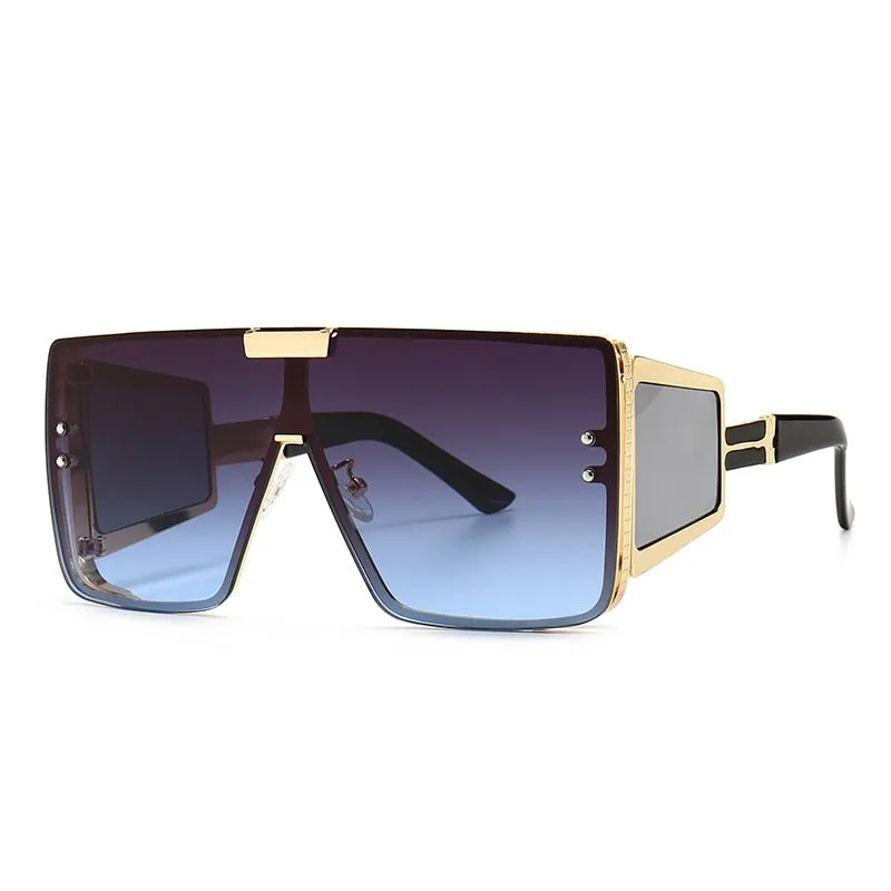 CCspace Unisex Full Rim Oversized Square One Lens Alloy Frame Sunglasses 46588