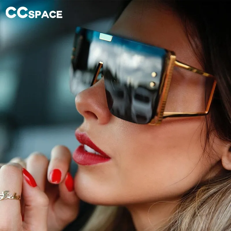 CCspace Unisex Full Rim Oversized Square One Lens Alloy Frame Sunglasses 46588