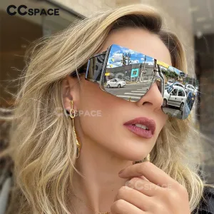 CCspace Unisex Full Rim Oversized Square One Lens Alloy Frame Sunglasses 46588