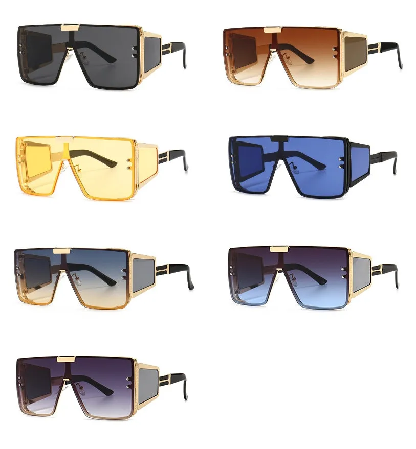 CCspace Unisex Full Rim Oversized Square One Lens Alloy Frame Sunglasses 46588