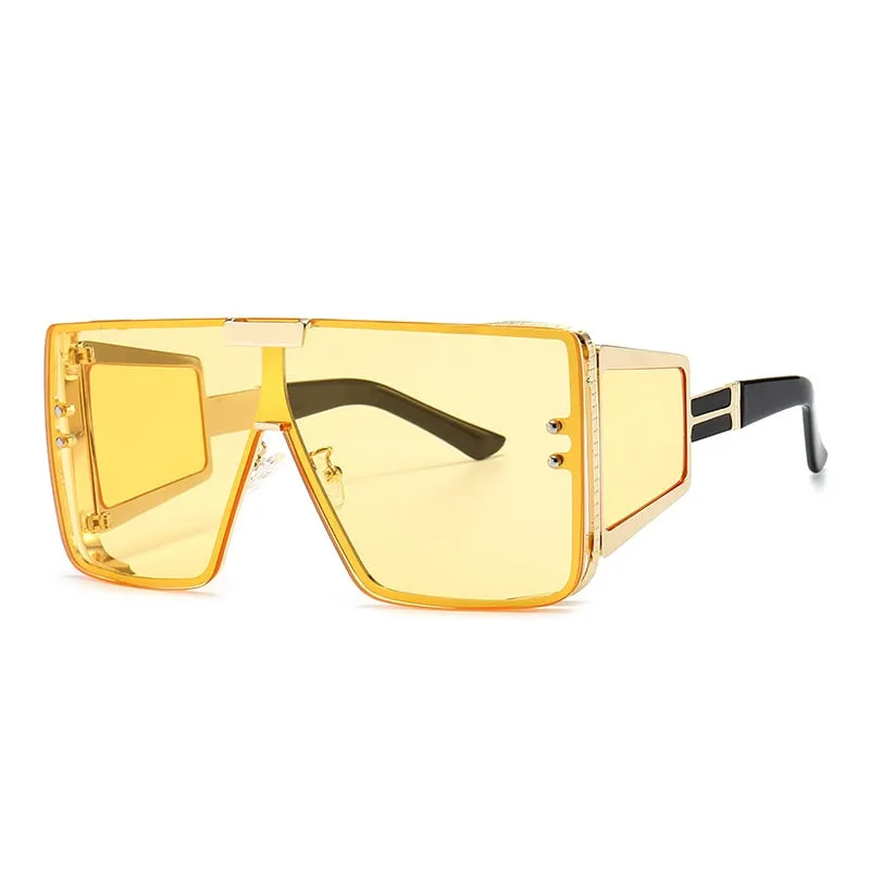 CCspace Unisex Full Rim Oversized Square One Lens Alloy Frame Sunglasses 46588