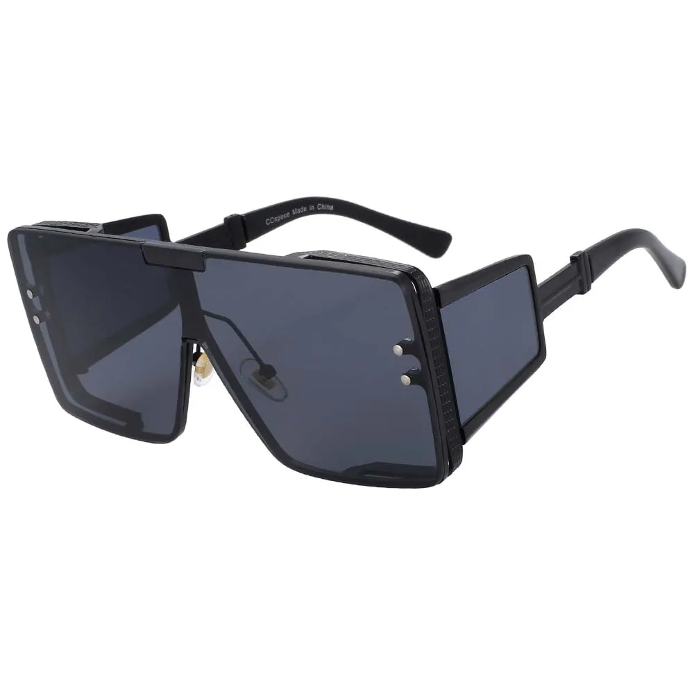 CCspace Unisex Full Rim Oversized Square One Lens Alloy Frame Sunglasses 46588