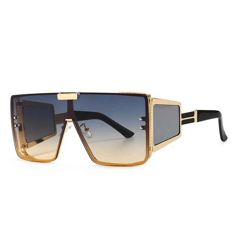 CCspace Unisex Full Rim Oversized Square One Lens Alloy Frame Sunglasses 46588