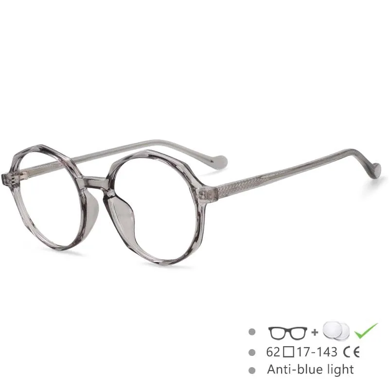 CCspace Unisex Full Rim Polygon Round Acetate Tr 90 Eyeglasses 53168