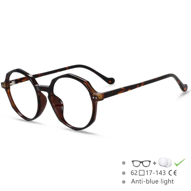 CCspace Unisex Full Rim Polygon Round Acetate Tr 90 Eyeglasses 53168