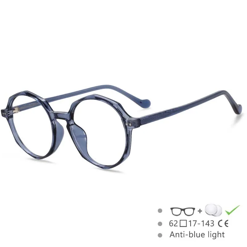 CCspace Unisex Full Rim Polygon Round Acetate Tr 90 Eyeglasses 53168