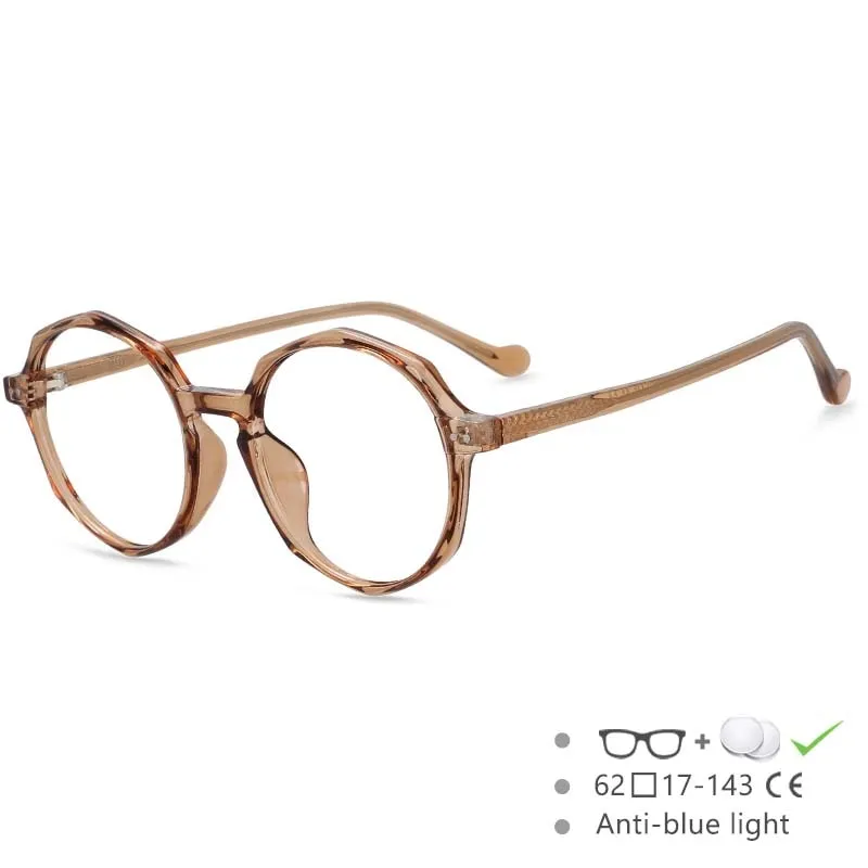 CCspace Unisex Full Rim Polygon Round Acetate Tr 90 Eyeglasses 53168
