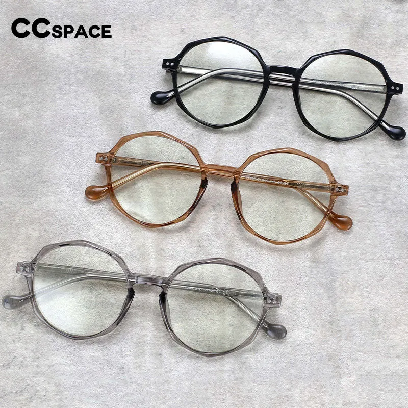 CCspace Unisex Full Rim Polygon Round Acetate Tr 90 Eyeglasses 53168