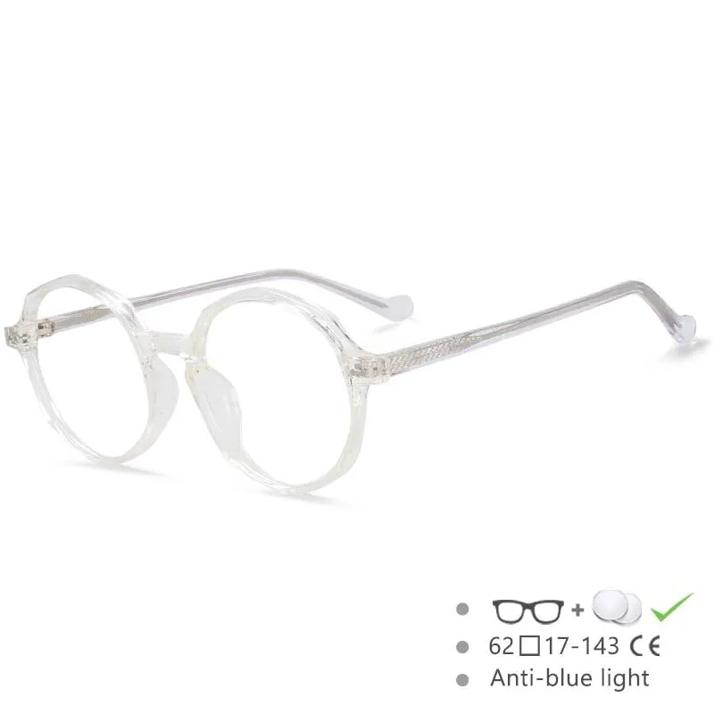 CCspace Unisex Full Rim Polygon Round Acetate Tr 90 Eyeglasses 53168
