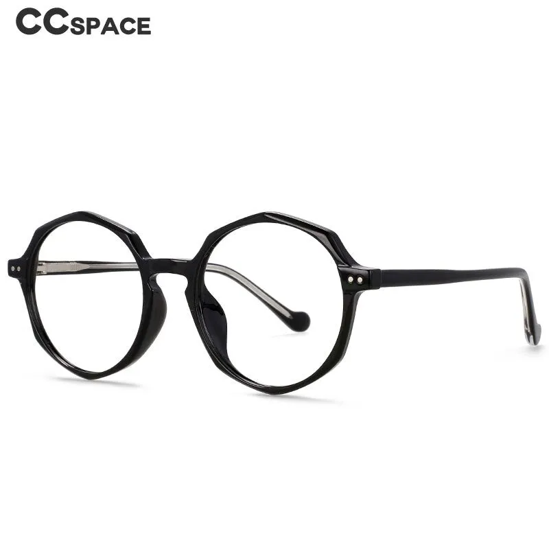 CCspace Unisex Full Rim Polygon Round Acetate Tr 90 Eyeglasses 53168