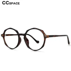 CCspace Unisex Full Rim Polygon Round Acetate Tr 90 Eyeglasses 53168