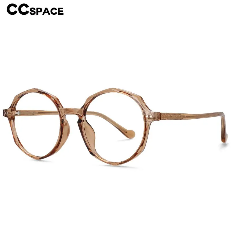 CCspace Unisex Full Rim Polygon Round Acetate Tr 90 Eyeglasses 53168