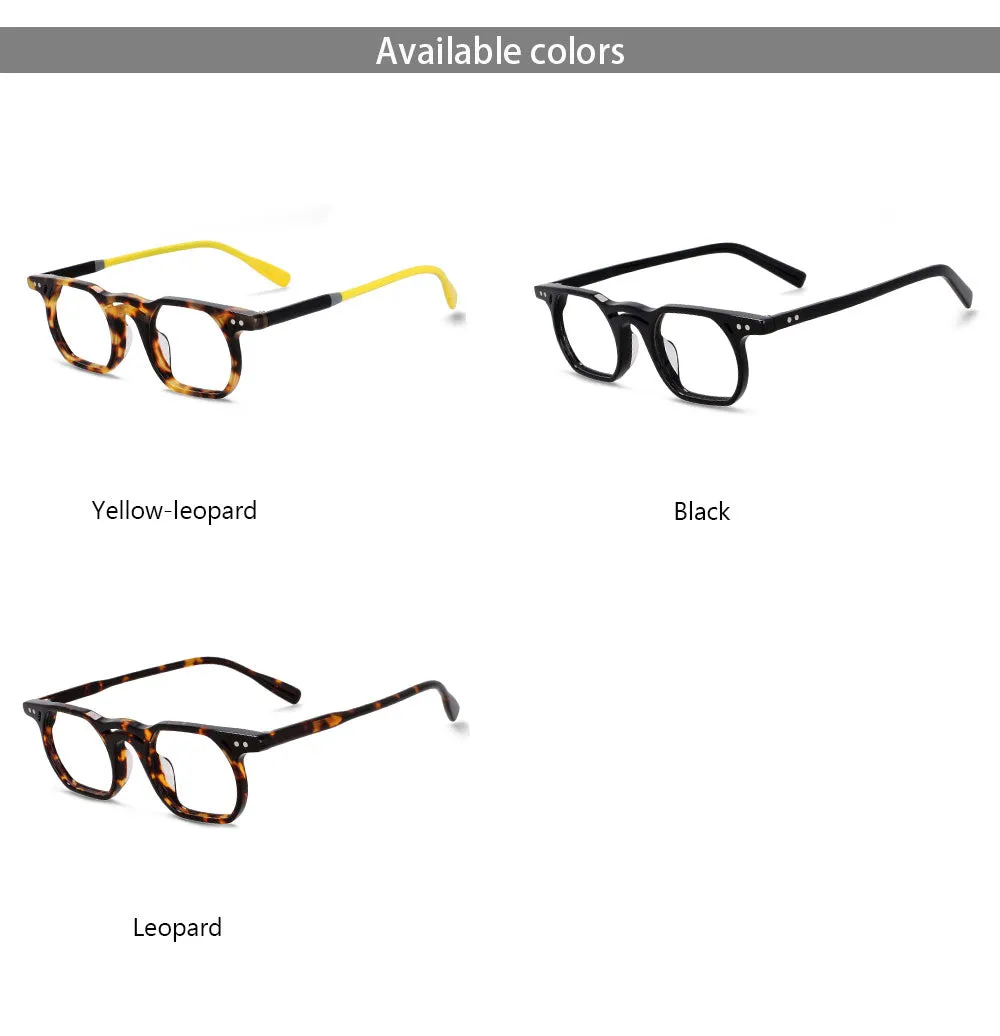 CCspace Unisex Full Rim Polygonal Round Acetate Double Bridge Frame Eyeglasses 54540