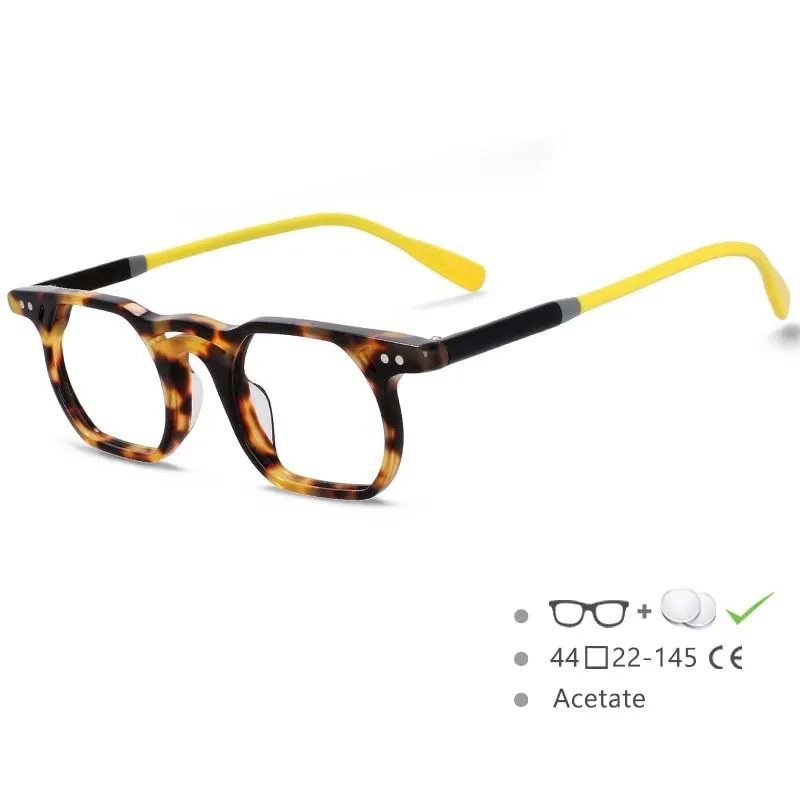 CCspace Unisex Full Rim Polygonal Round Acetate Double Bridge Frame Eyeglasses 54540