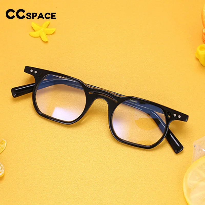 CCspace Unisex Full Rim Polygonal Round Acetate Double Bridge Frame Eyeglasses 54540