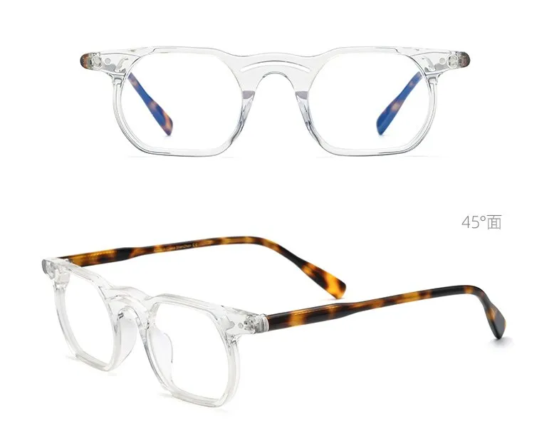 CCspace Unisex Full Rim Polygonal Round Acetate Double Bridge Frame Eyeglasses 54540