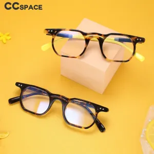 CCspace Unisex Full Rim Polygonal Round Acetate Double Bridge Frame Eyeglasses 54540