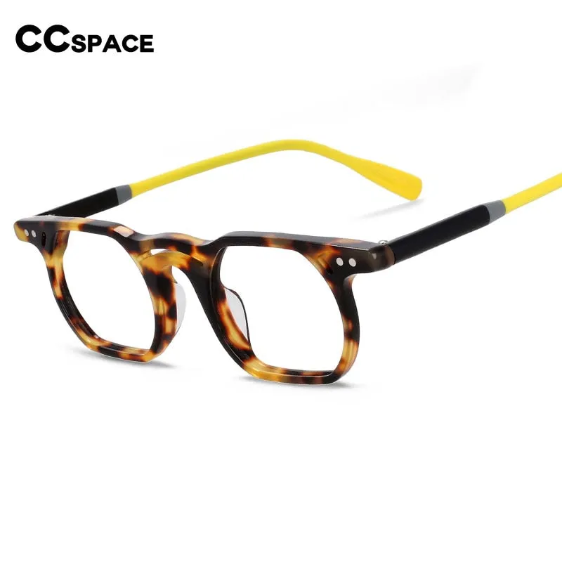 CCspace Unisex Full Rim Polygonal Round Acetate Double Bridge Frame Eyeglasses 54540
