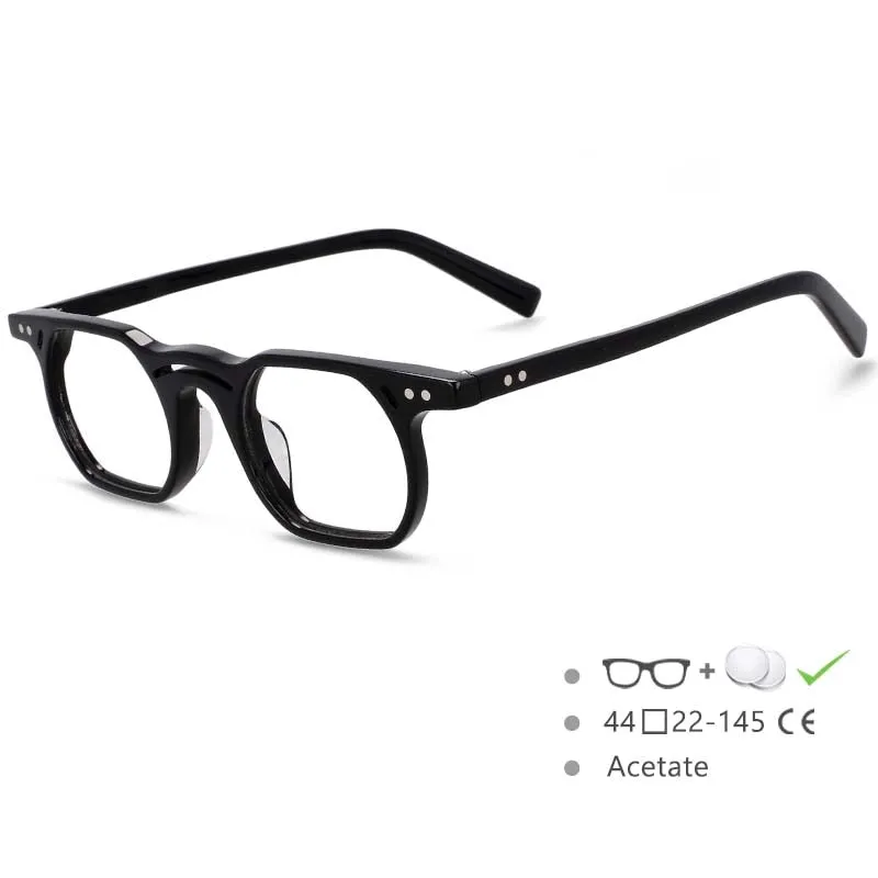 CCspace Unisex Full Rim Polygonal Round Acetate Double Bridge Frame Eyeglasses 54540