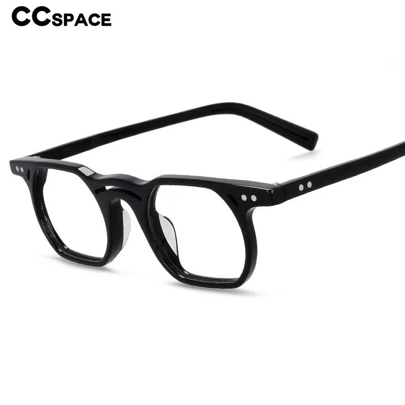 CCspace Unisex Full Rim Polygonal Round Acetate Double Bridge Frame Eyeglasses 54540